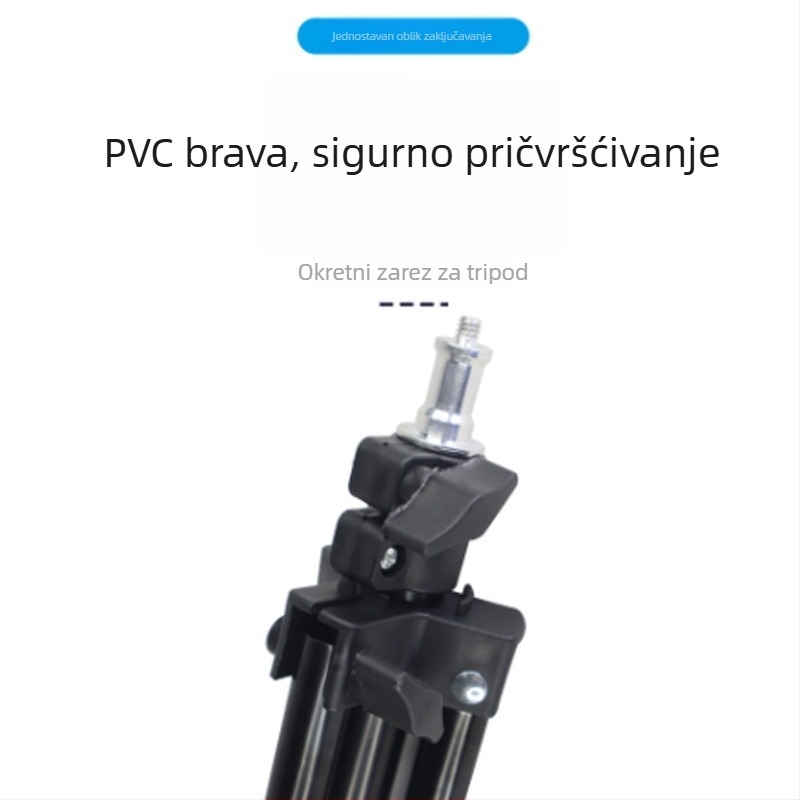 Stativ za fotografiju i prijenos uživo, 3-sekcijski čelični cijev, nosivost 2–5 kg, 3D gimbal PTZ, model 000556, bez ploče brzog oslobađanja