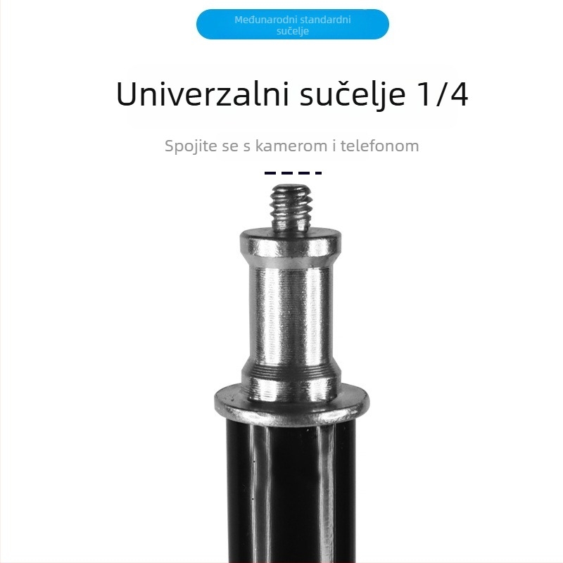 Stativ za fotografiju i prijenos uživo, 3-sekcijski čelični cijev, nosivost 2–5 kg, 3D gimbal PTZ, model 000556, bez ploče brzog oslobađanja