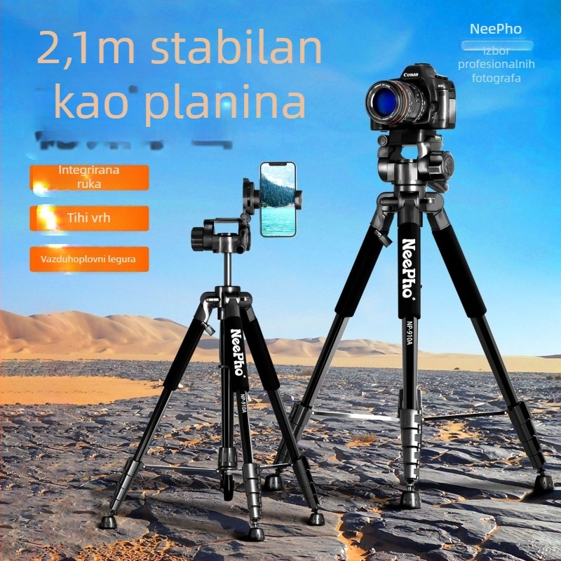 NP-910A Kamera-stativ s 3D gimball glavom, aluminijska legura, 5 sekcija, nosivost 11–15 kg