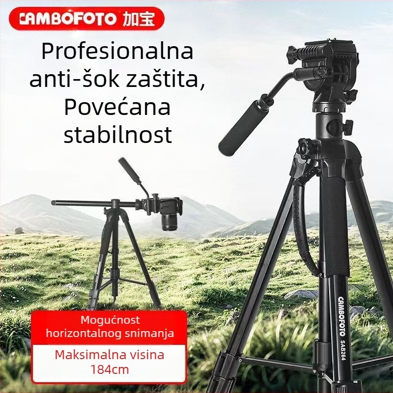 TP50HZ foto-stativ s hidrauličkim tlomljenjem, 3D pan-tilt glavom, prijenosno za vanjsku upotrebu; kompatibilan sa Sony/Canon bez zrcalne kamere; aluminijska legura; 4 sekcije; nosivost 2–5 kg; pločica brzog oslobađanja.