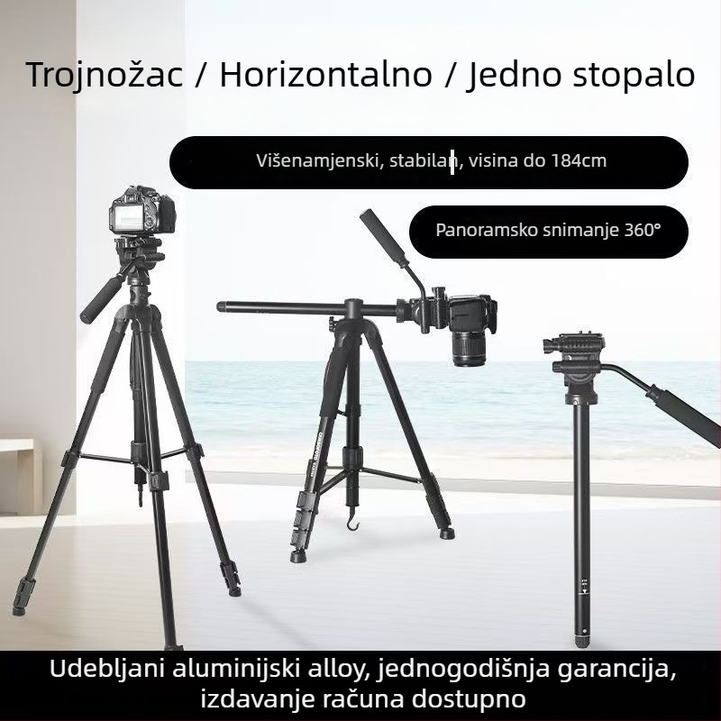 TP50HZ foto-stativ s hidrauličkim tlomljenjem, 3D pan-tilt glavom, prijenosno za vanjsku upotrebu; kompatibilan sa Sony/Canon bez zrcalne kamere; aluminijska legura; 4 sekcije; nosivost 2–5 kg; pločica brzog oslobađanja.