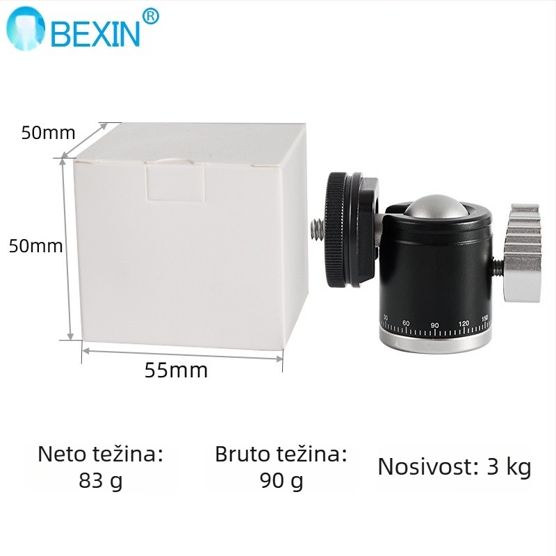Mini sferni foto-tronožac s držačem za pametni telefon i mikrofon za live streaming – 360° horizontalno okretanje, 90° vertikalno naginjanje, težina 0,1 kg, universalna kompatibilnost, materijal K-19