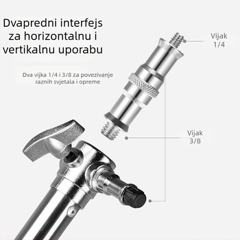 Morning sea stativ za svjetlo s plinskim pogonom od nehrđajućeg čelika, 3 sekcije, 3D gimbal, nosivost >20 kg, profesionalna razina