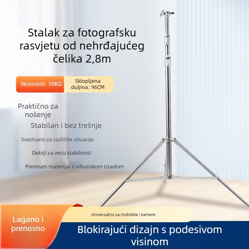 Morning sea stativ za svjetlo s plinskim pogonom od nehrđajućeg čelika, 3 sekcije, 3D gimbal, nosivost >20 kg, profesionalna razina
