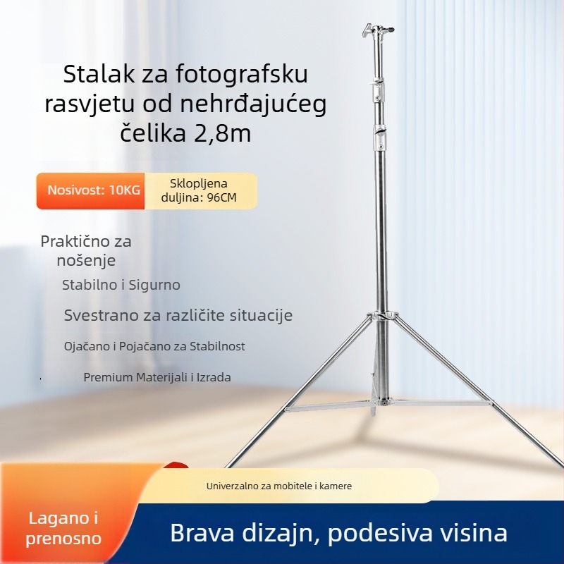 Morning sea stativ za svjetlo s plinskim pogonom od nehrđajućeg čelika, 3 sekcije, 3D gimbal, nosivost >20 kg, profesionalna razina