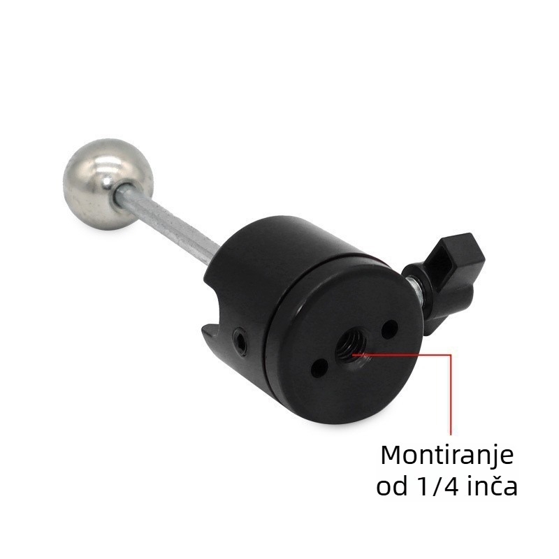 Metalni stativ za mobitel s dvostrukom kugličnom glavom, univerzalni gimbal, 360° pan/tilt, 1/4" navoj, za prijenos uživo