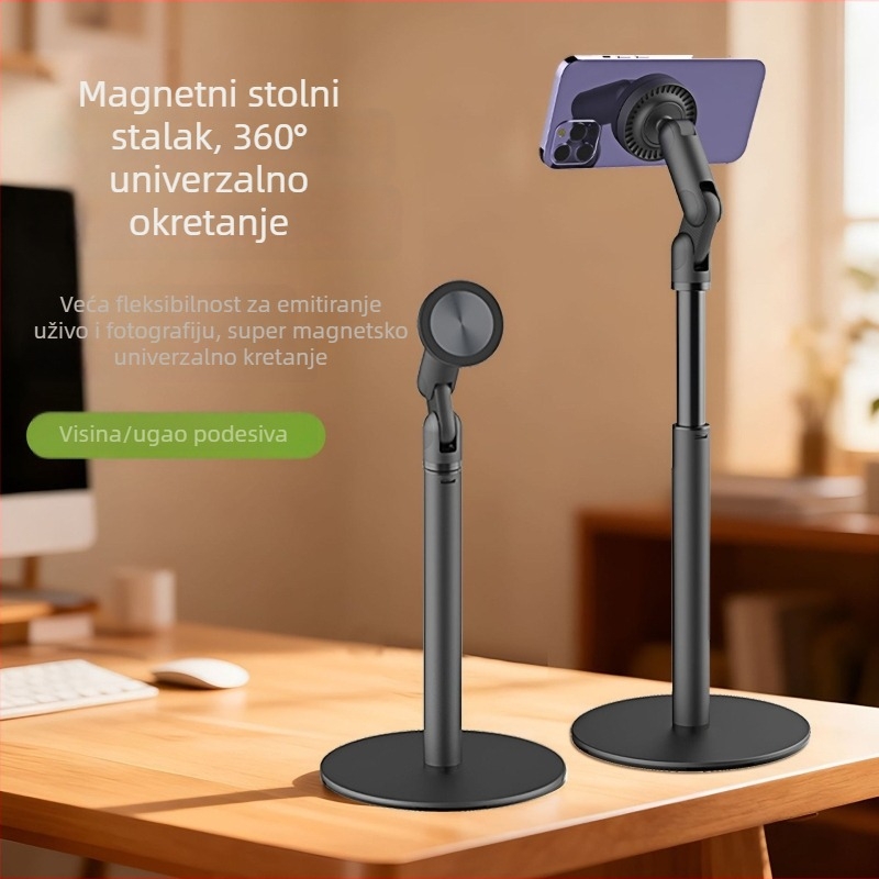 Držač za nadzorni snimanje s rotirajućim, podiznim i teleskopskim ramenom za mobitele i tablete, metalni, MagSafe držač, protiv podrhtavanja