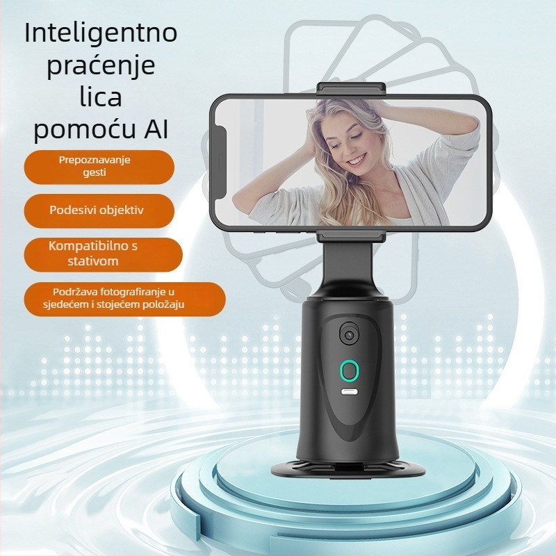 Q9 pametni gimbal za telefon sa 360° rotacijom i praćenjem lica, stolni držač za prijenos uživo