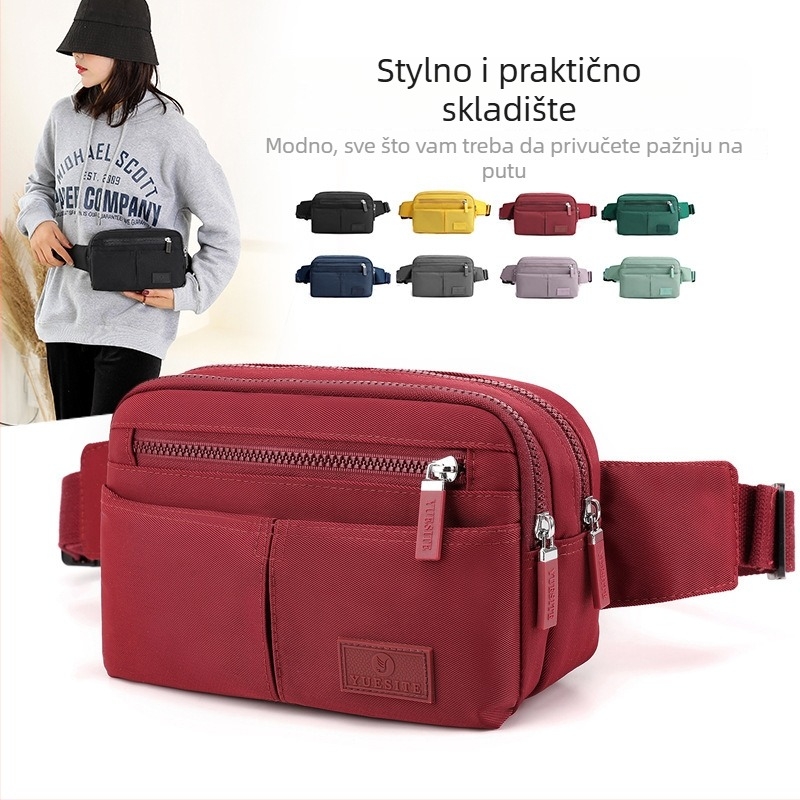 Najlon torbica za pojas za tri načina upotrebe, za žene, za vožnju biciklom i planinarenje, crossbody s zatvaračem, džep za telefon, poliesterska podstava