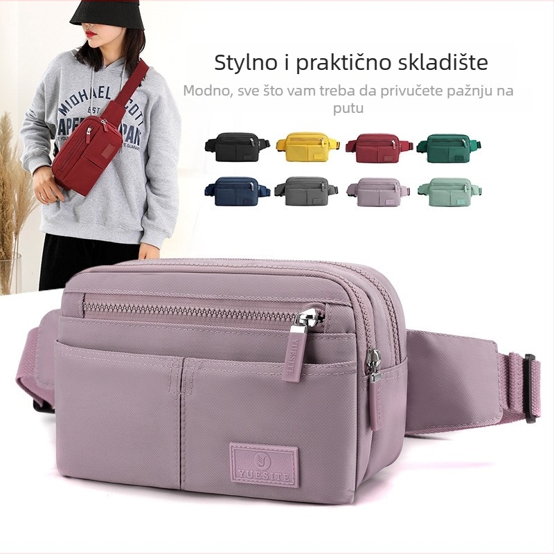 Najlon torbica za pojas za tri načina upotrebe, za žene, za vožnju biciklom i planinarenje, crossbody s zatvaračem, džep za telefon, poliesterska podstava