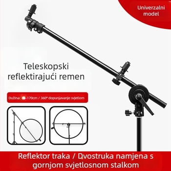 Držač reflektora za fotografiju s nagibnim ramenom i poprečnim gredom, univerzalnom kolotkom, fiksna montaža — aluminijska legura
