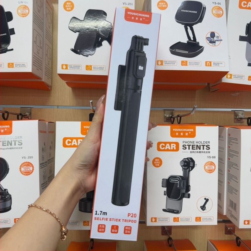 Bluetooth selfie štap s integriranim tripodom, 360° rotacija, produženje do 1,7 m, daljinski upravljač, za uživo prijenos i fotografiju