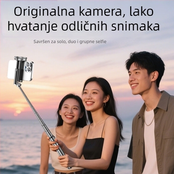 DP08 Selfie štap tripod s aluminijskim tijelom, Bluetooth daljinski upravljač, stabilizacija slike, proširiv, prenosan za prijenos uživo