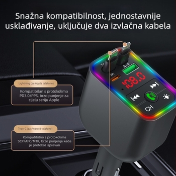 Bluetooth MP3 player prijemnik za auto, model Y3, OLED zaslon, FM radio, napajanje 12V/24V