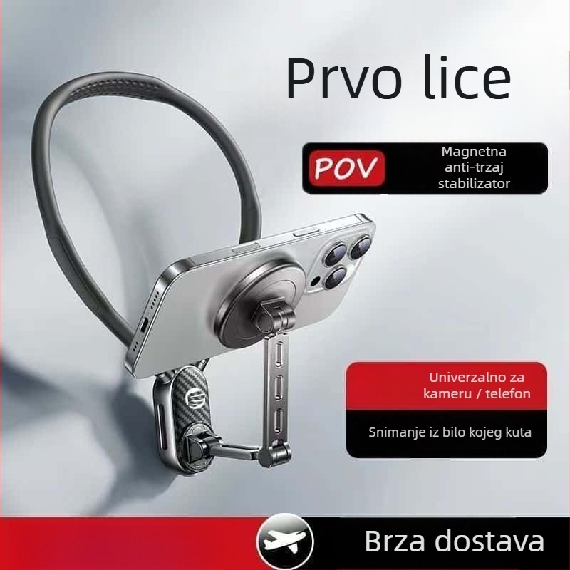 Držač za telefon oko vrata za snimanje iz prvog lica na prsima, silikon, bežično punjenje