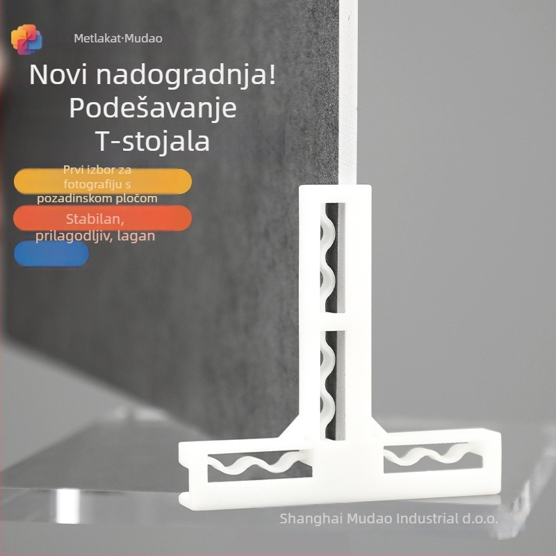 Mudao Plastična kutna vertikalna T-oblik kopča za pozadinsku ploču za fotografiju, dodatak s podesivom bazom nosača 4,6–6 mm