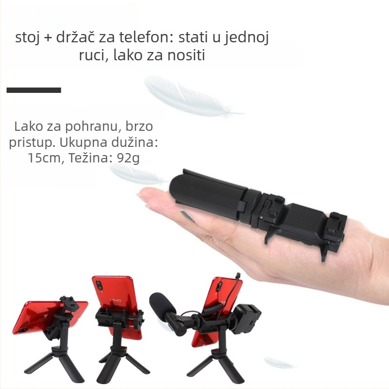 Stolni držač za telefon, prijenosni mini klip-stativ za livestreaming i fotografiju, univerzalna kompatibilnost s mobitelima, plastična konstrukcija