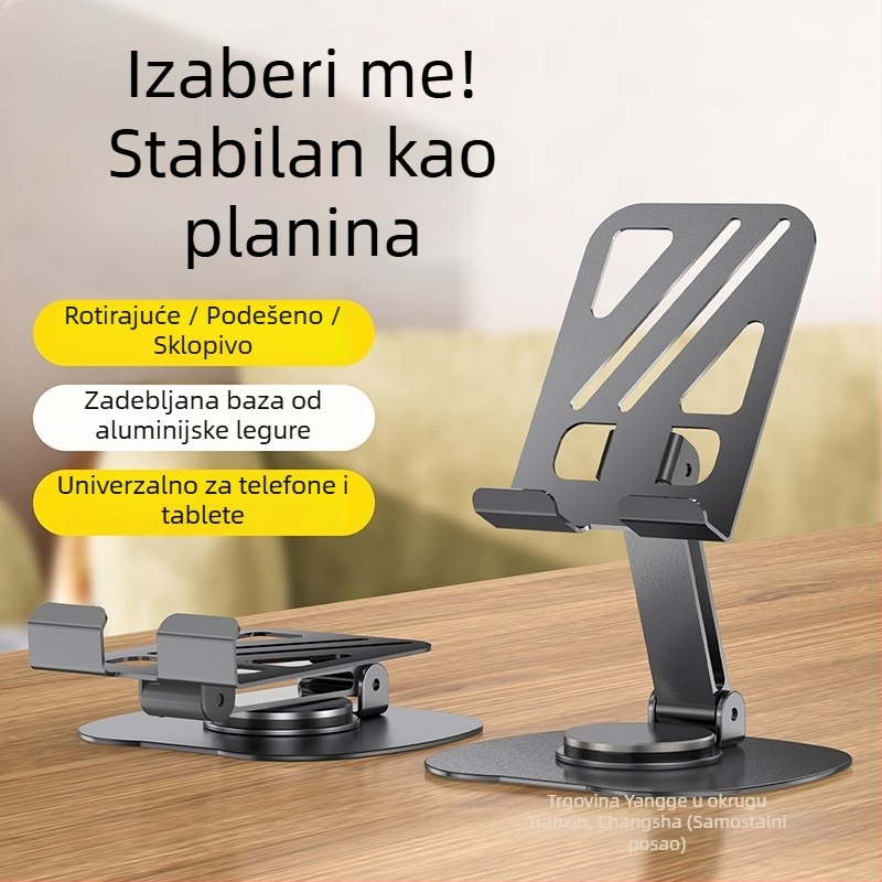 Stolni metalni držač za telefon s rotacijom od 360°, sklapanje, stabilno snimanje