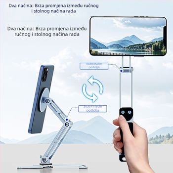 MagSafe aluminijski stolni držač — okretan, sklopiv, prenosni držač za telefon i tablet