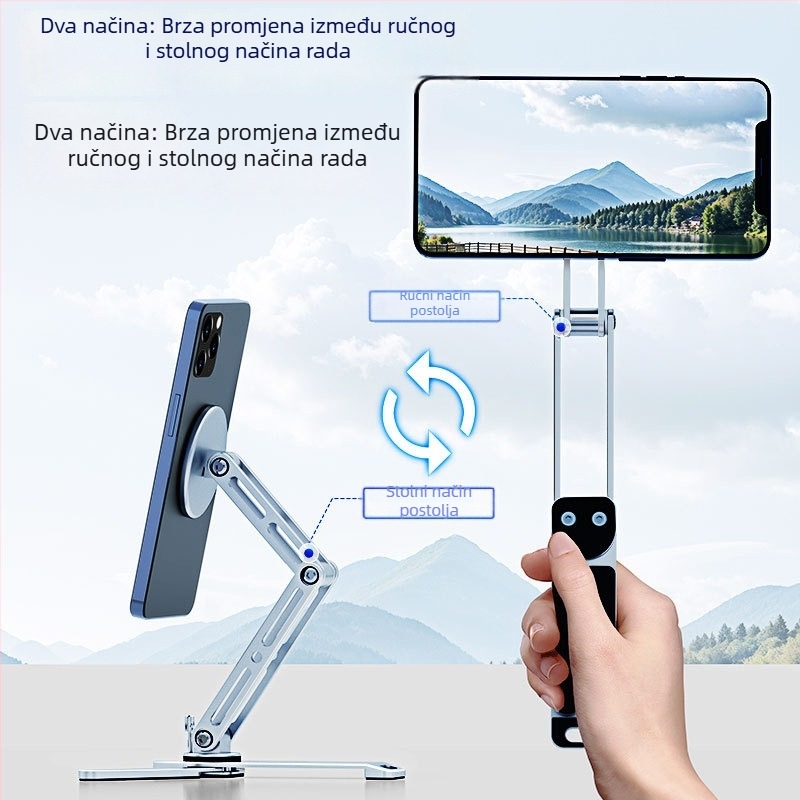 MagSafe aluminijski stolni držač — okretan, sklopiv, prenosni držač za telefon i tablet