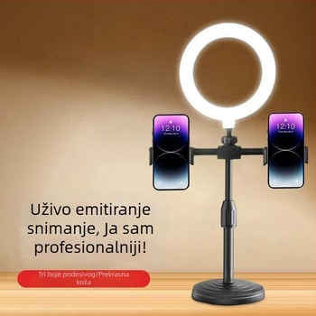 Stolni stalak za dva telefona s osvjetljenjem za ljepotu za livestream i snimanje videa