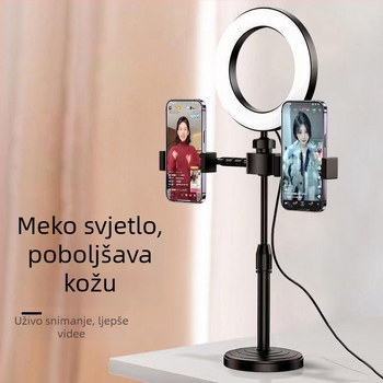 Stolni stalak za dva telefona s osvjetljenjem za ljepotu za livestream i snimanje videa