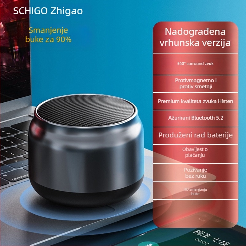Bluetooth zvučnik IPX7 vodootporan, Bluetooth 5.3, raspon frekvencija 100 Hz-20 kHz, SNR >=70 dB, bez ugrađene baterije