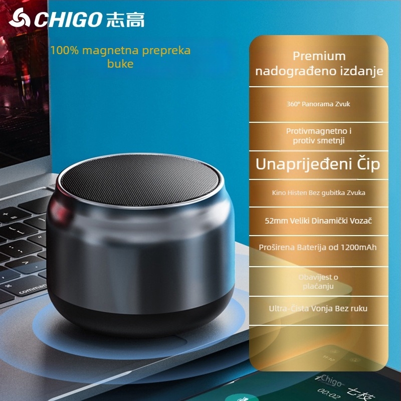 Bluetooth zvučnik IPX7 vodootporan, Bluetooth 5.3, raspon frekvencija 100 Hz-20 kHz, SNR >=70 dB, bez ugrađene baterije