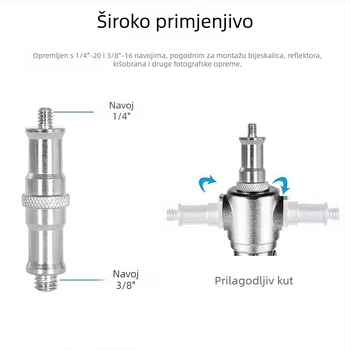 Stojak za fotografijski background od nehrđajućeg čelika, 3-sekcijski teleskopski, podesiva visina 100–280 cm, nosivost 8 kg.