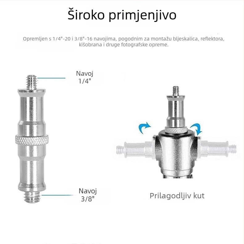 Stojak za fotografijski background od nehrđajućeg čelika, 3-sekcijski teleskopski, podesiva visina 100–280 cm, nosivost 8 kg.