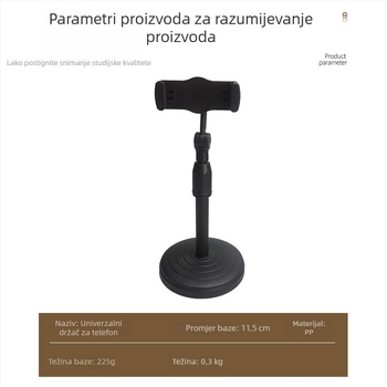 Stolni držač za telefon s 360° rotirajućom bazom i podesivom visinom za selfie i prijenos uživo