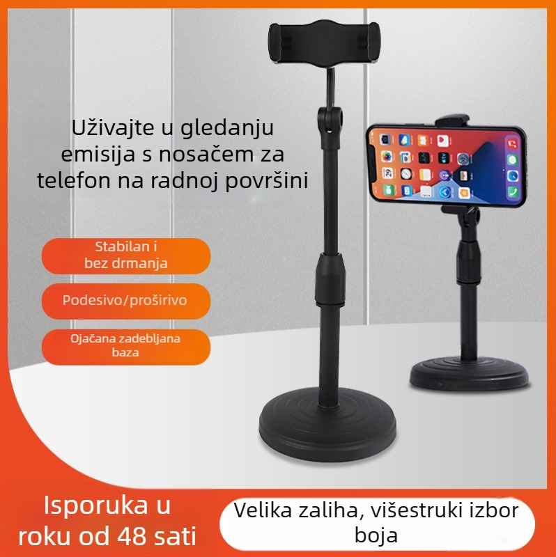 Stolni držač za telefon s 360° rotirajućom bazom i podesivom visinom za selfie i prijenos uživo