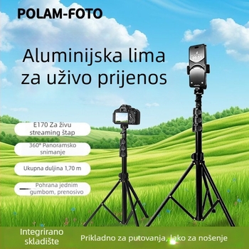 Prijenosni aluminijski stativ za live streaming i snimanje videa, višenamjenski, bez daljinskog upravljača i Bluetootha
