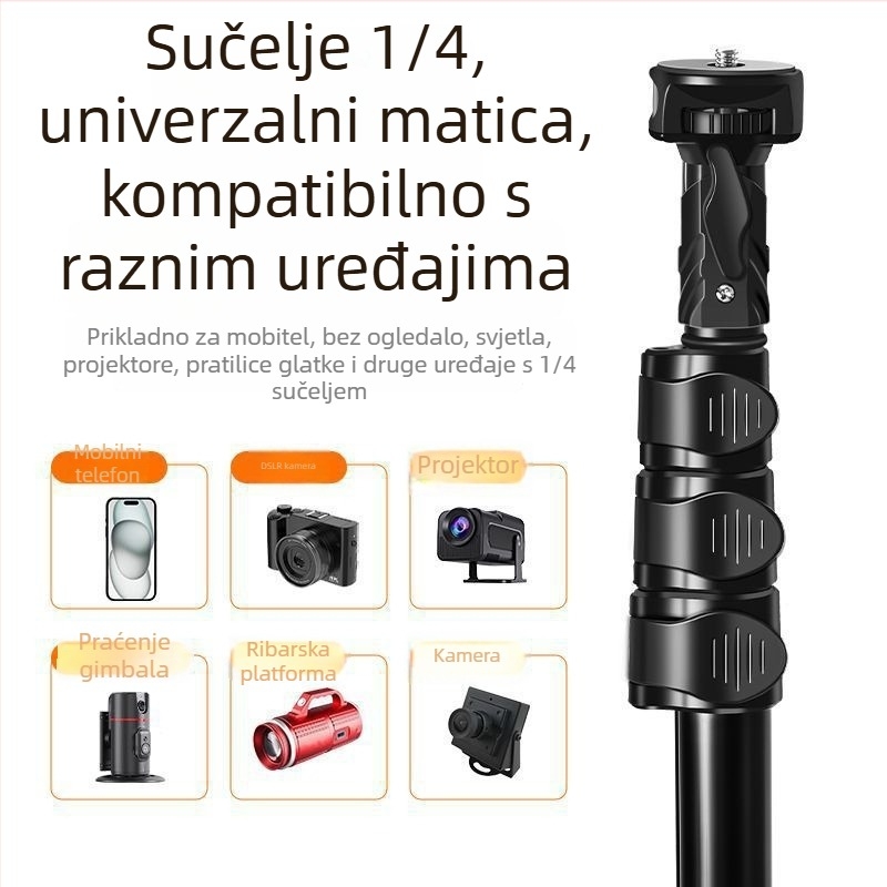 Prijenosni aluminijski stativ za live streaming i snimanje videa, višenamjenski, bez daljinskog upravljača i Bluetootha
