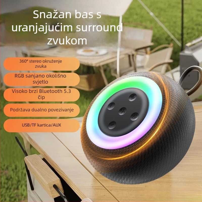 Bluetooth zvučnik s 3D surround zvukom, prijenosni za vani, hands-free pozivi, 5W, BT 5.3, ugrađena baterija 2000–4000 mAh