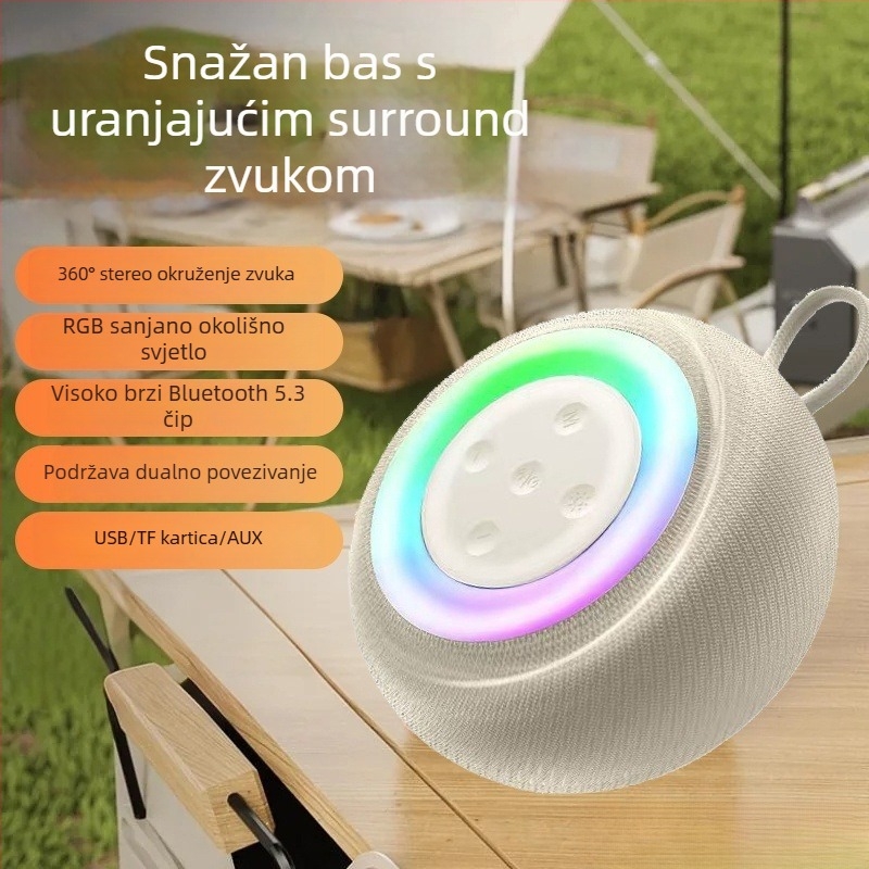 Bluetooth zvučnik s 3D surround zvukom, prijenosni za vani, hands-free pozivi, 5W, BT 5.3, ugrađena baterija 2000–4000 mAh