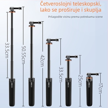 TP-08 stativ za akcijsku kameru – aluminijska legura, 4 segmenta, nosivost do 2 kg, kompatibilan sa Shadow Stone 360 i GoPro