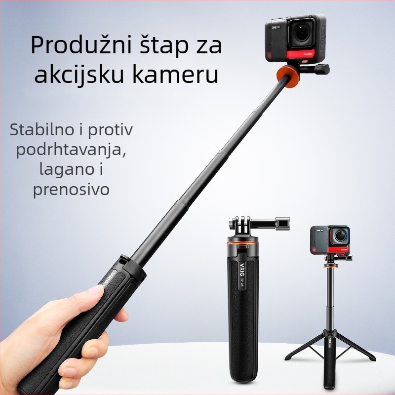 TP-08 stativ za akcijsku kameru – aluminijska legura, 4 segmenta, nosivost do 2 kg, kompatibilan sa Shadow Stone 360 i GoPro