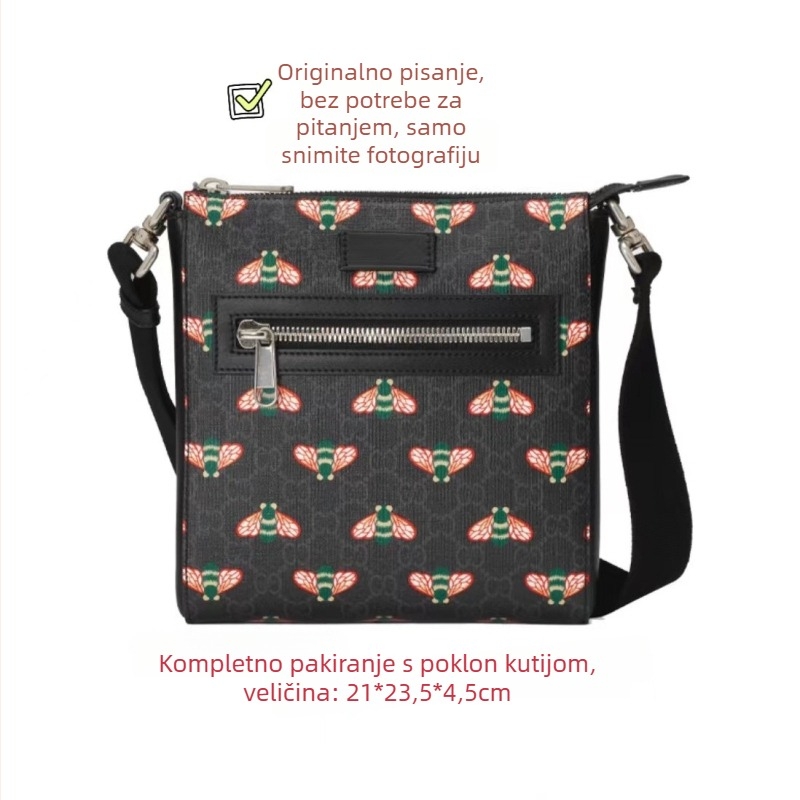 Muška crossbody torba PVC-a, vodootporna, proširiva, smanjuje opterećenje, uzorak slova, podstava od platna