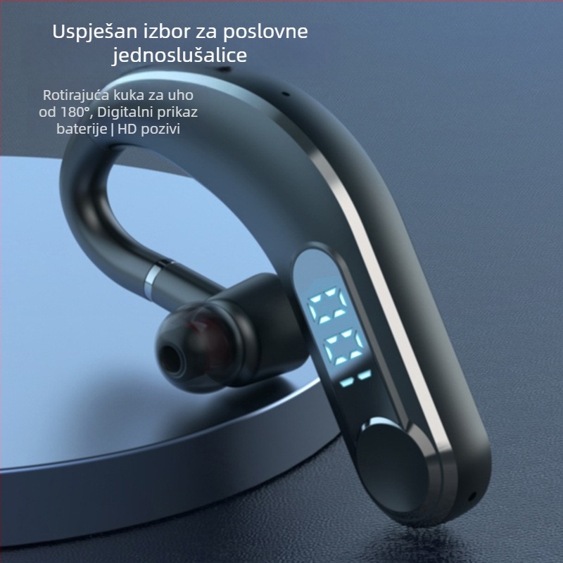 Excelay M22 Bluetooth slušalice za uho, dugotrajna baterija, digitalni zaslon, rotirajući držač za uho, sportske bežične slušalice