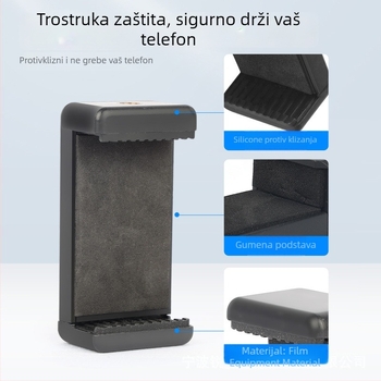 Univerzalni držač za mobitel s adapterom za pan/tilt stativ, plastični materijal, u paketu odvojeni klip