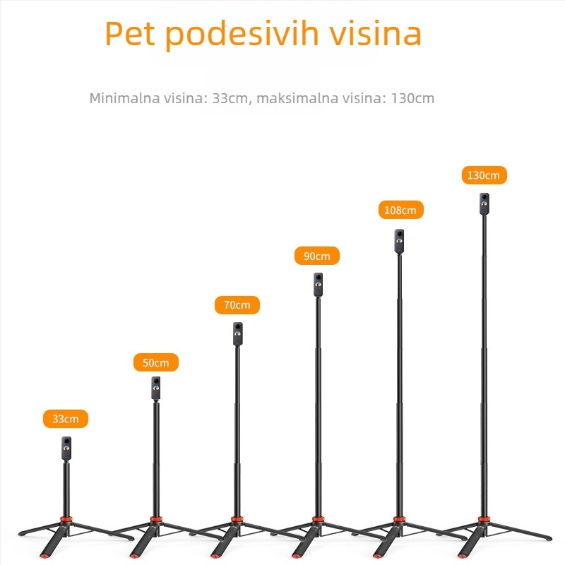 UURig TP-03 Proširiva ručna selfie štap za akcijske kamere, GoPro-kompatibilan, ABS + aluminijska legura