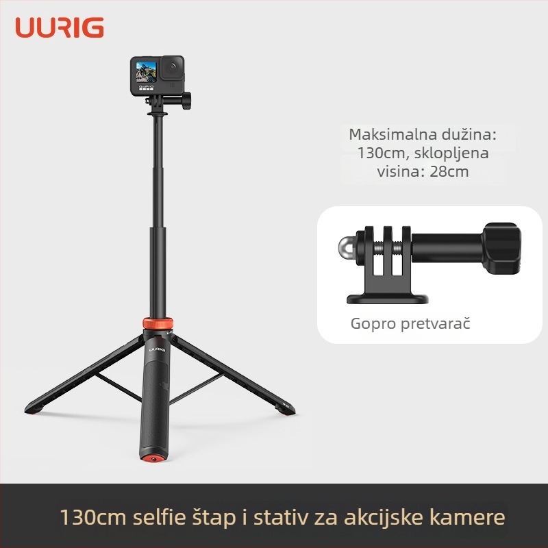 UURig TP-03 Proširiva ručna selfie štap za akcijske kamere, GoPro-kompatibilan, ABS + aluminijska legura