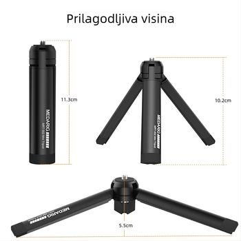 Medarig aluminijski stolni mini stativ Pocket3 za mobitel, 1 sekcija, nosivost 0-3 kg, težina 124 g, MRT002 + MRP001
