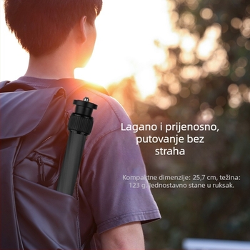 Monopod stabilizator s produženom srednjom osi za fotoaparat i pametni telefon — karbonska vlakna, univerzalno, prilagodljivo