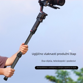 Monopod stabilizator s produženom srednjom osi za fotoaparat i pametni telefon — karbonska vlakna, univerzalno, prilagodljivo