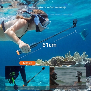 Buoyancy Tripod Selfie Stick – TELESIN, Univerzalna kompatibilnost, Materijal: Plast + aluminijska legura