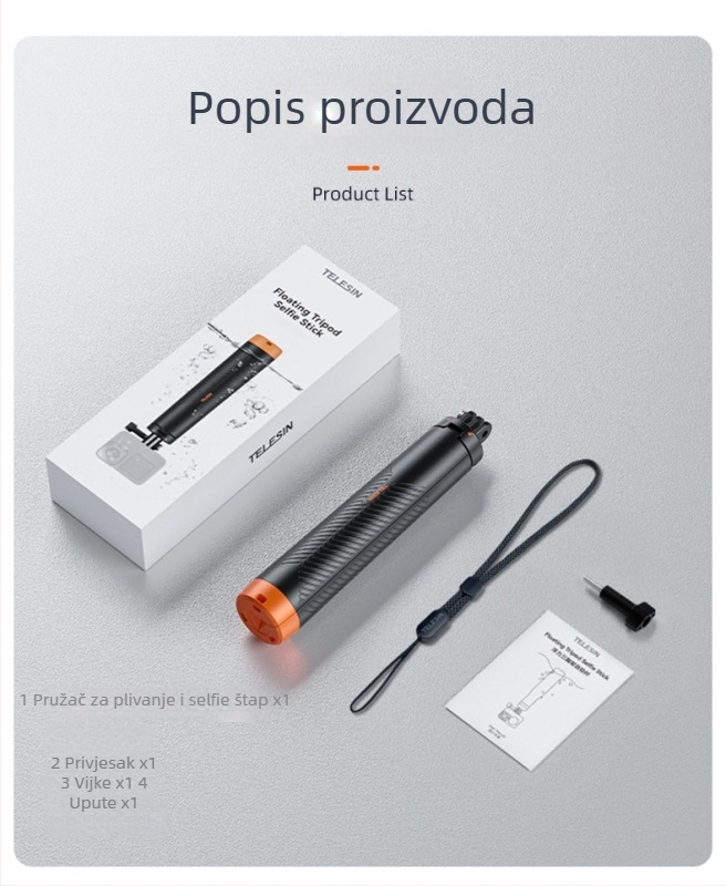 Buoyancy Tripod Selfie Stick – TELESIN, Univerzalna kompatibilnost, Materijal: Plast + aluminijska legura