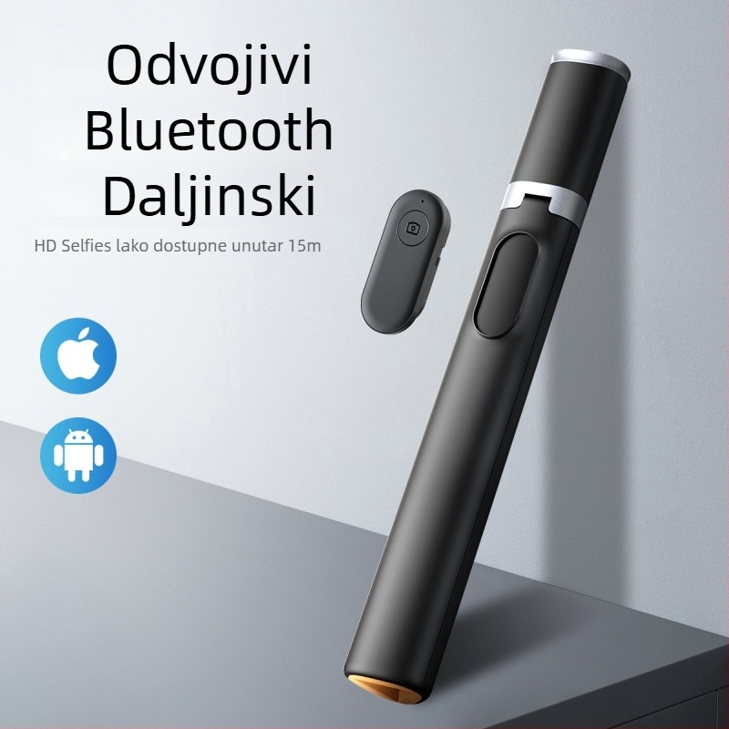 Selfie štapić s tripodom za pametni telefon, legura, 8 segmenata, Bluetooth daljinski upravljač, anti-shake, za live streaming