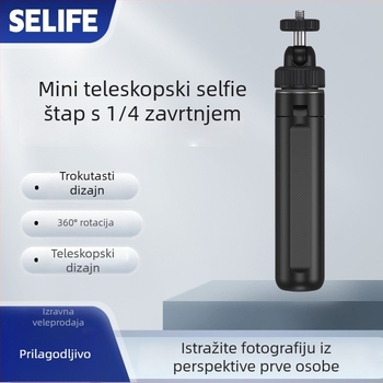 SELIFE Mini Selfie Stick Tripod za Insta360X5 / DJI Action kamere, 5 sekcija, aluminij/plastika, nosivost 500 g, težina 110 g